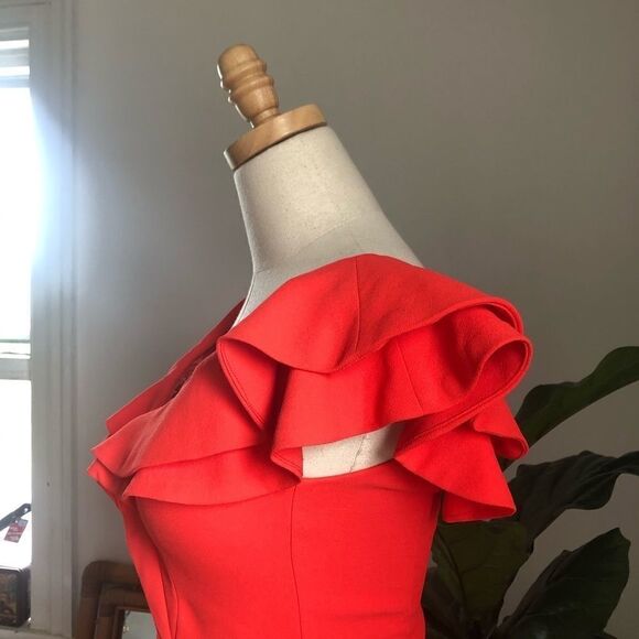 Sheike Red Ruffle Party Dress Small XS - Picture 4 of 13